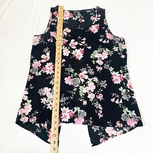 Express black bold spring floral lightweight y2k flowy back sleeveless top - Picture 9 of 9